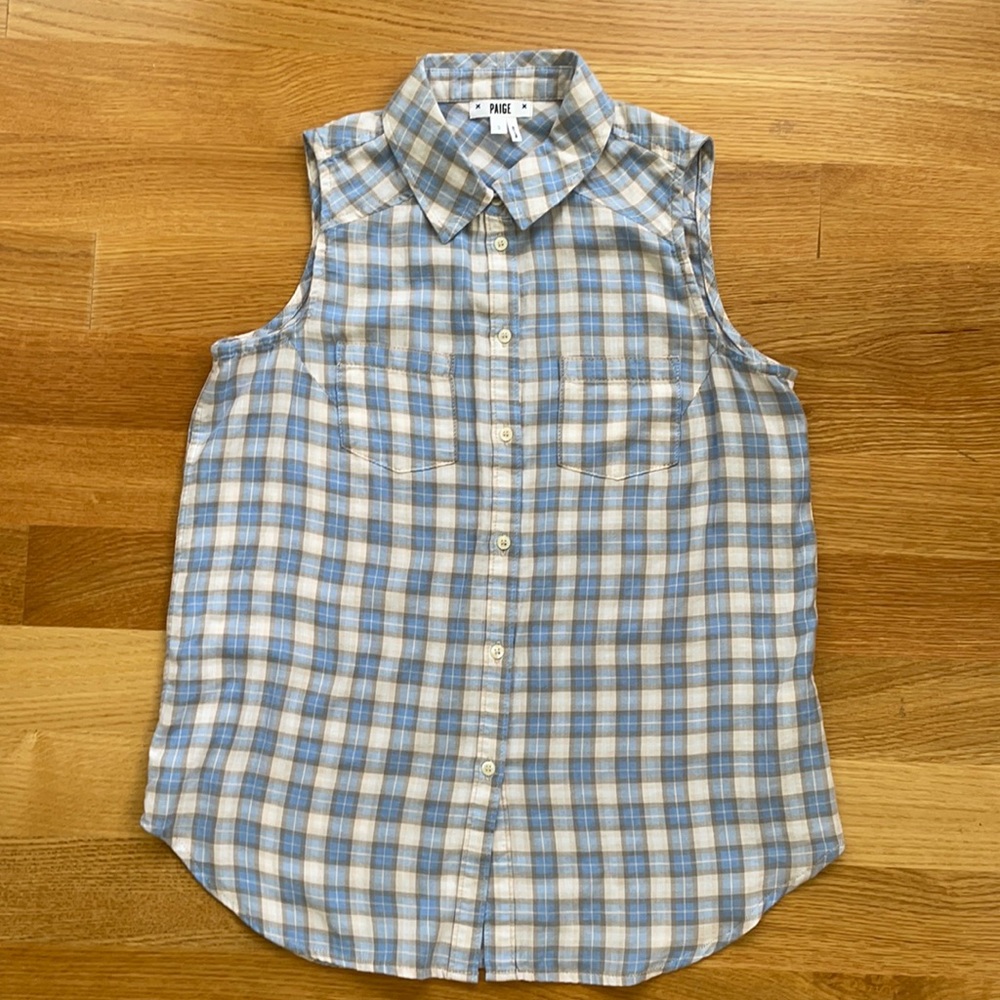 Paige sleeveless plaid shirt size small